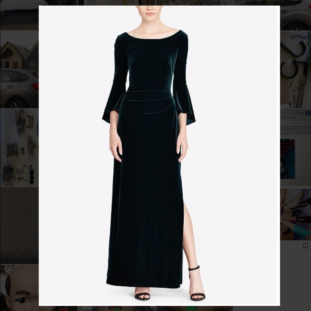 Gorgeous Lauren by Ralph Lauren green velvet dress